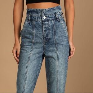 Blank NYC Jeans Paper Bag Pant Women Size 29 Blue NWT Tapered Seamed